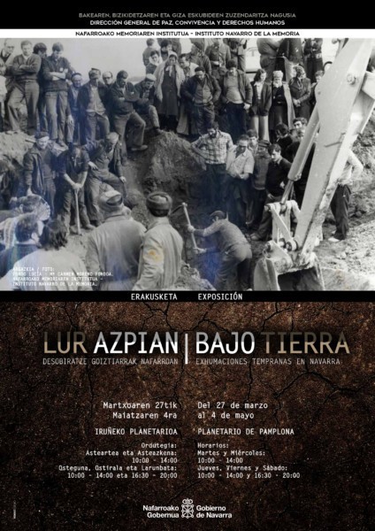 La exposición “Bajo Tierra – Lur Azpian” rememora el proceso de exhumaciones tempranas en Navarra