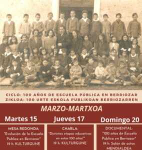 El Kulturgune acoge hoy una charla sobre los 100 años de la Escuela Pública en Berriozar