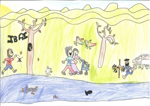 Ibai Ardáiz, Paula Sayas y Nora El Amrani, ganadores del concurso de dibujo infantil sobre el medio ambiente