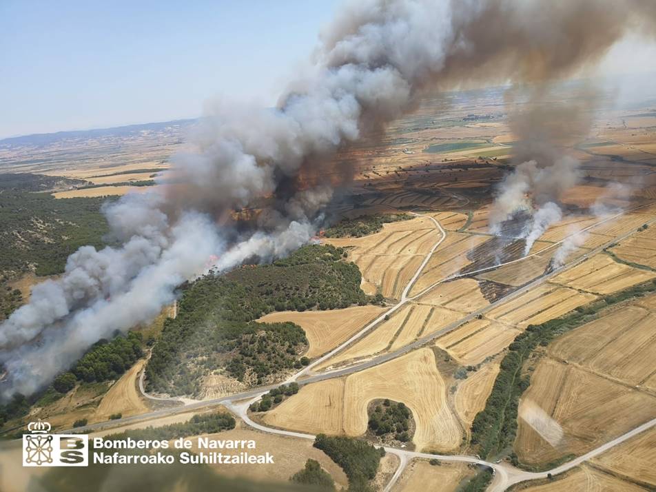 Navarra pide la intervención de la UME en el incendio forestal de Carcastillo