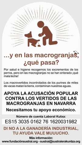 Sustrai Erakuntza se persona en los juzgados como acusación popular contra la macrogranja Valle de Odieta