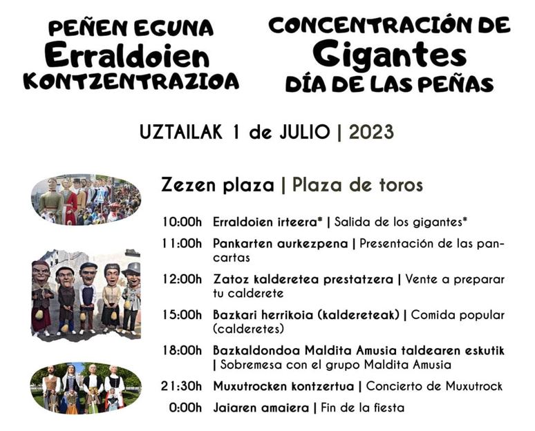 Las comparsas de gigantes de Pamplona y Comarca desfilan por las calles en el Día de las Peñas