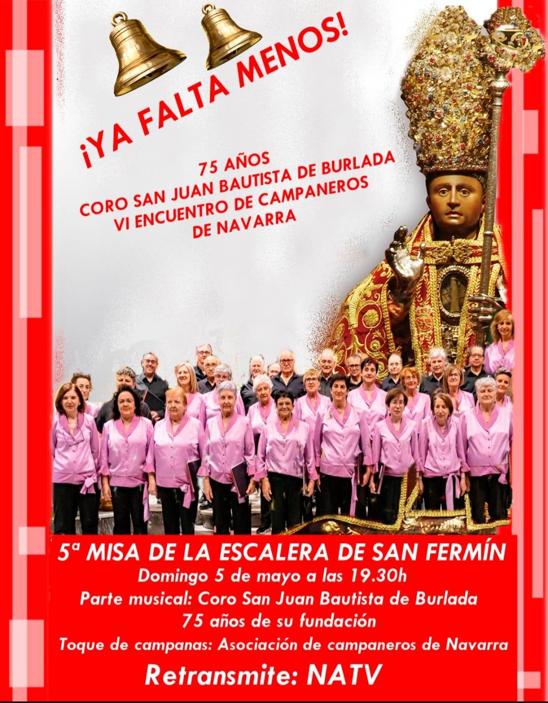 La misa de la escalera sanferminera de mayo homenajea a un coro que cumple 75 años