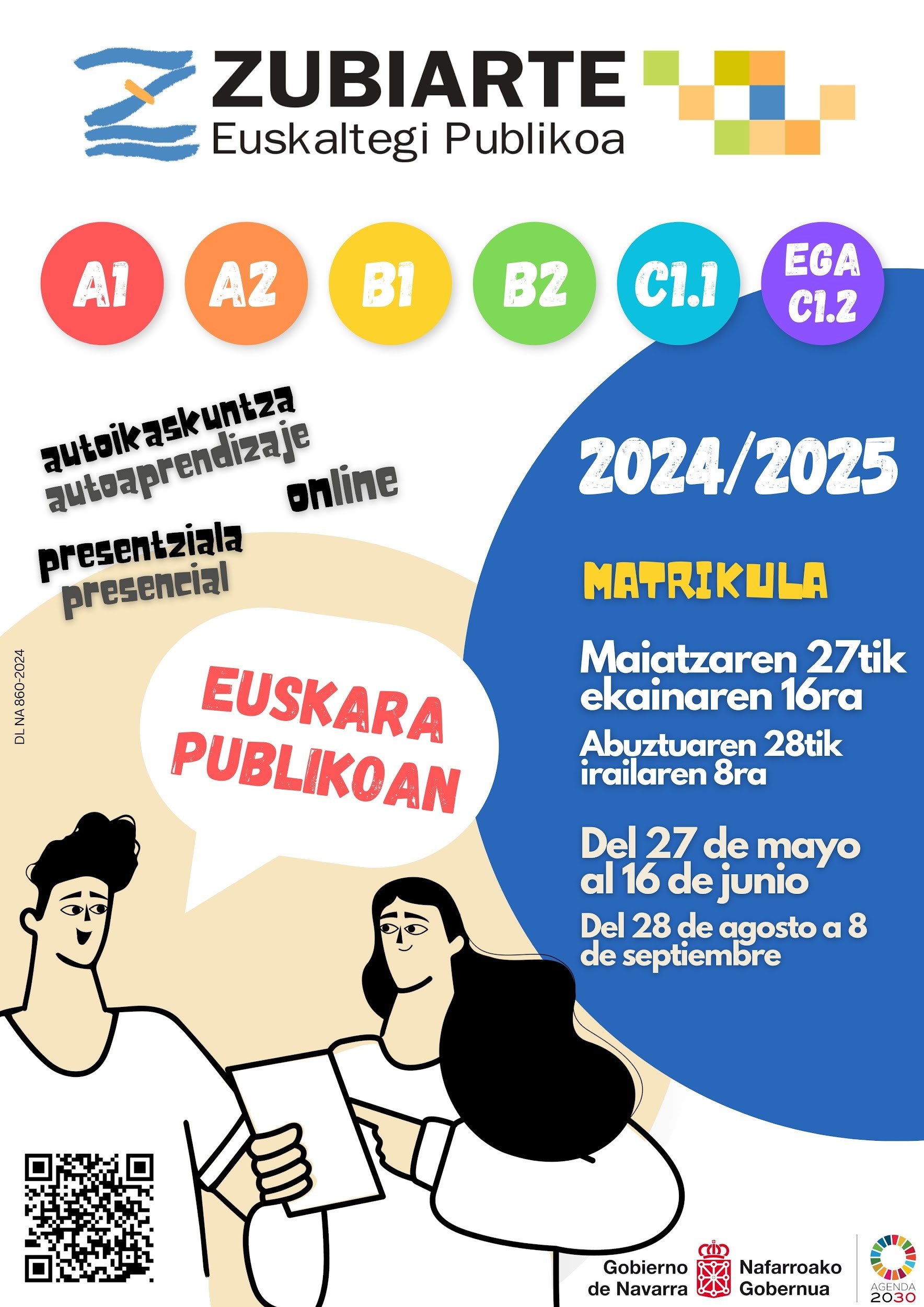 Educación inicia la matrícula para la enseñanza de euskera de adultos en el euskaltegi público Zubiarte