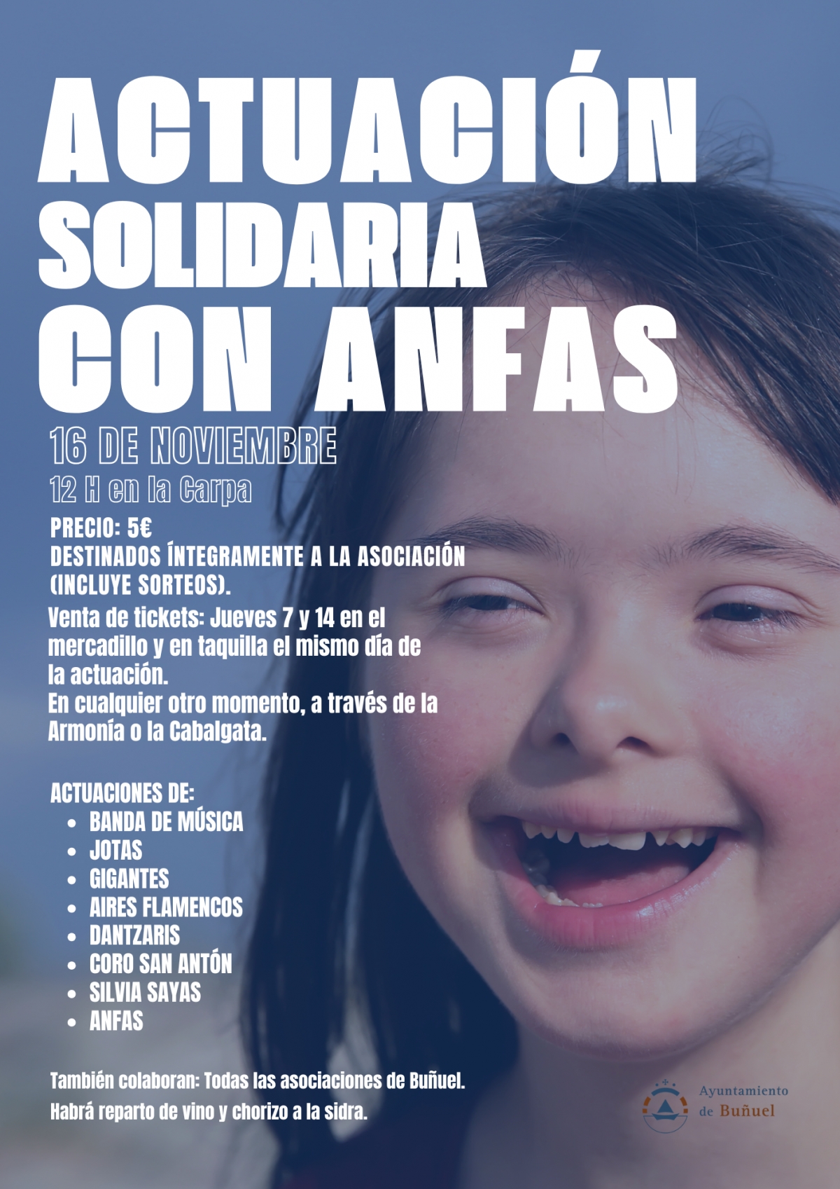 Buñuel organiza un concierto solidario con ANFAS el sábado 16 de noviembre 