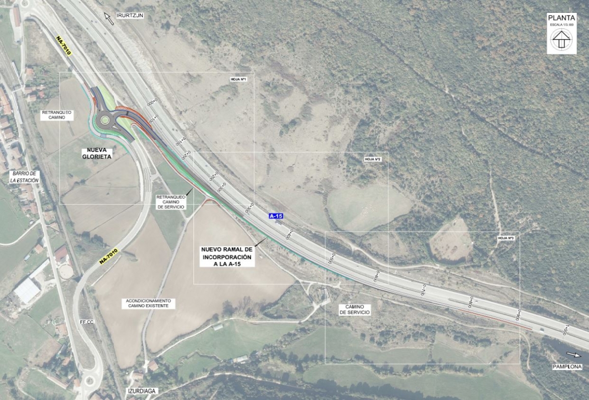 El Gobierno foral autoriza las obras de del nuevo carril de incorporación de la A-15 en Izurdiaga 