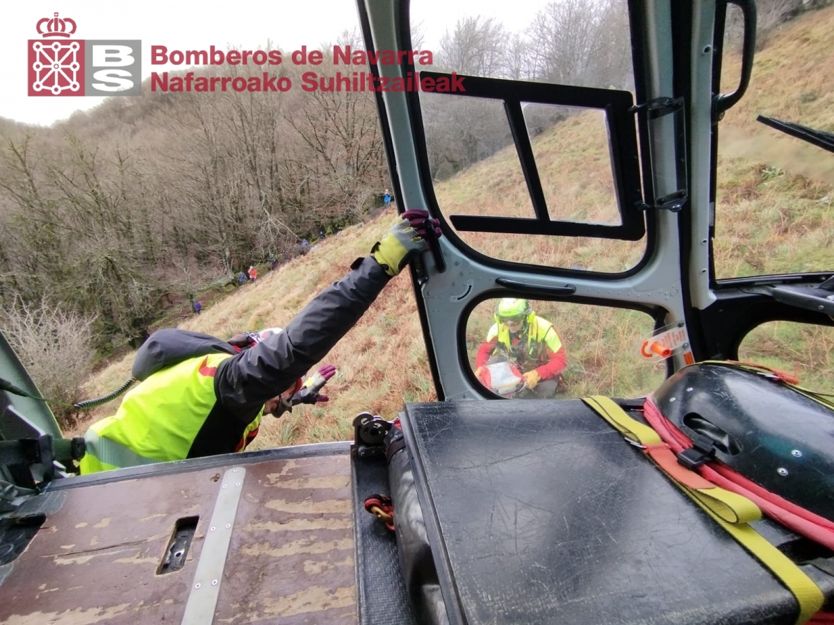 Rescatado un senderista, de 64 años, herido en Areso tras sufrir una caída en Azinziniturri