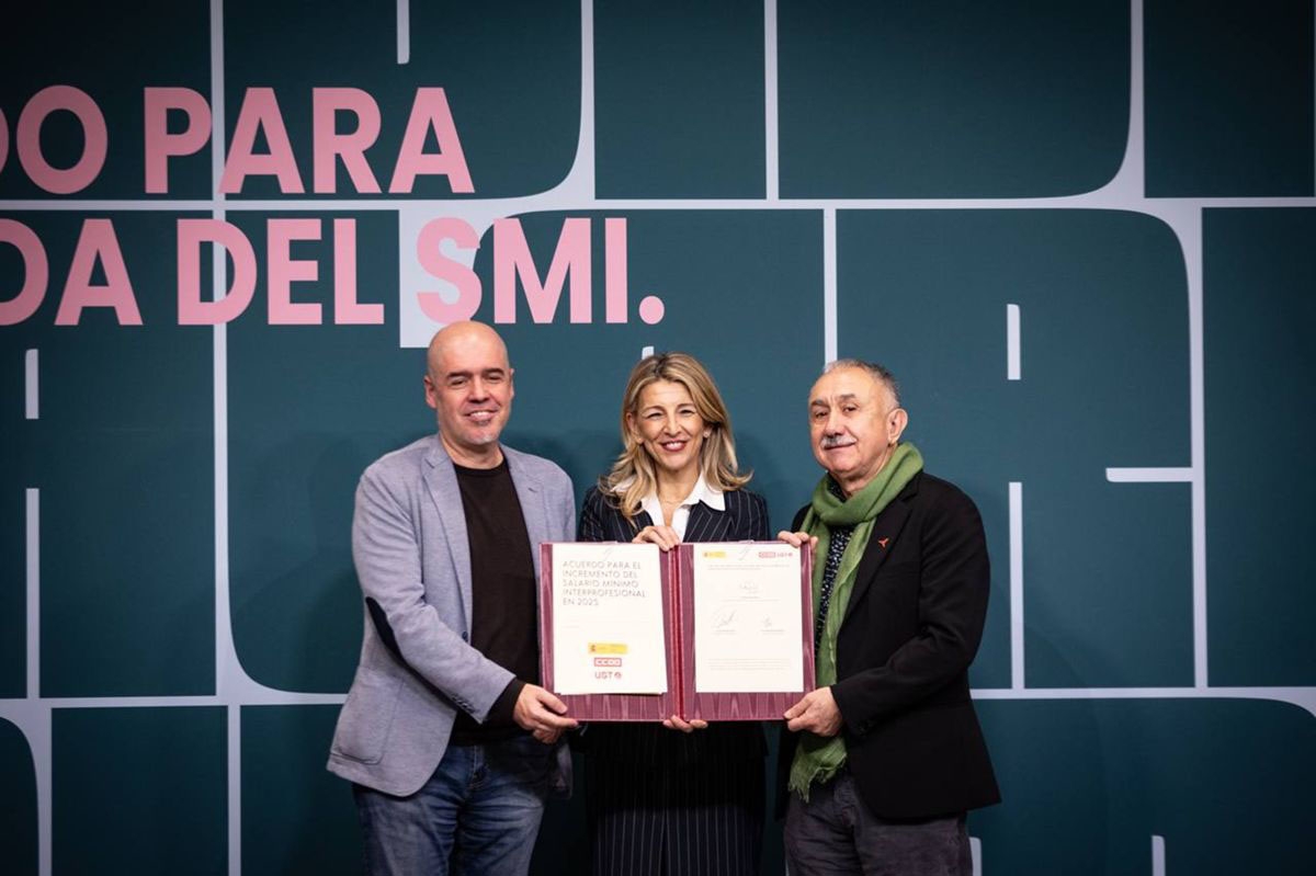 Trabajo y sindicatos firman el acuerdo de Sueldo Mínimo Interprofesional 2025 en 1.184 euros mensuales