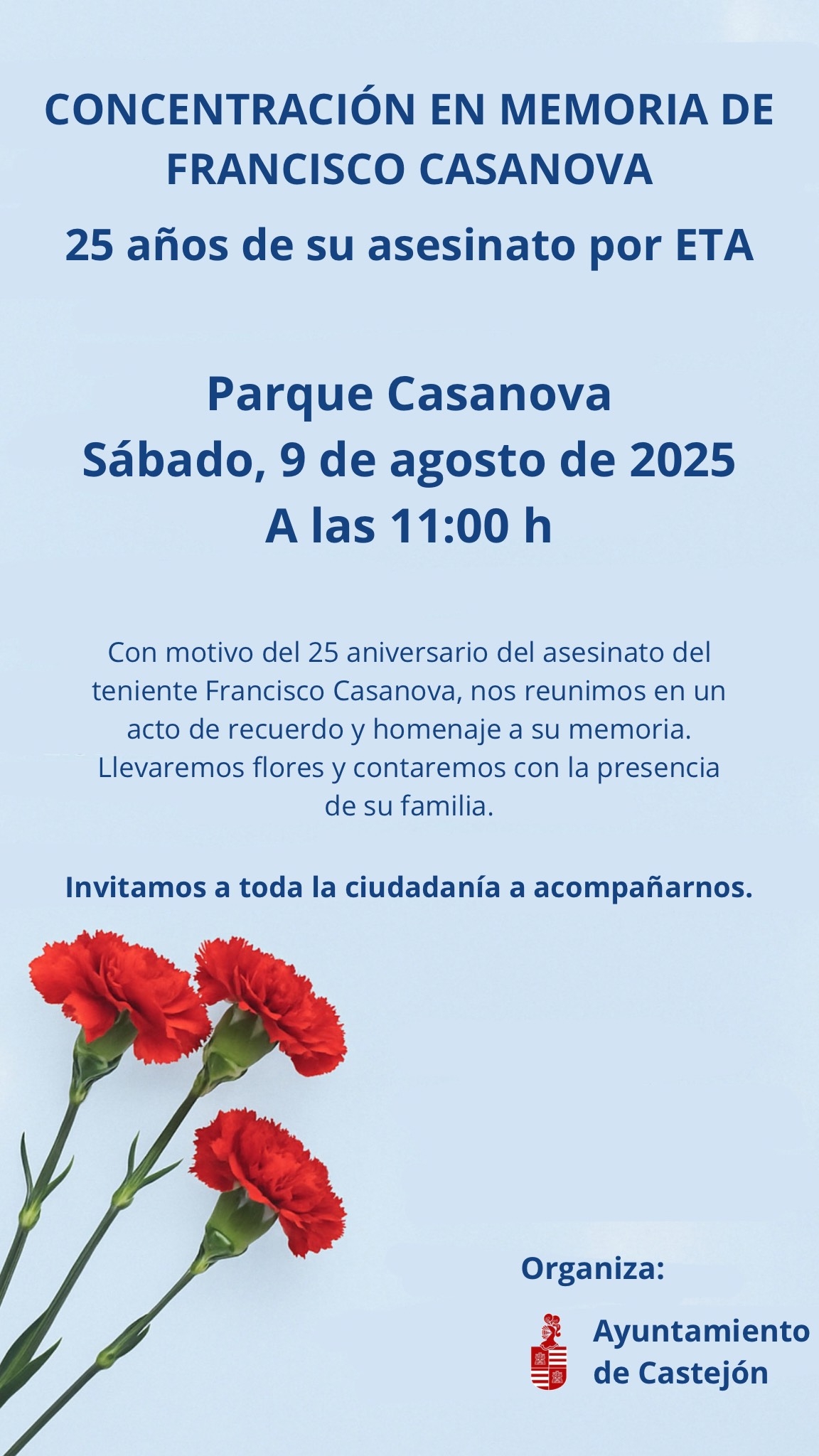 Castejón recordará este sábado a Francisco Casanova en el 25º aniversario de su asesinato a manos de ETA