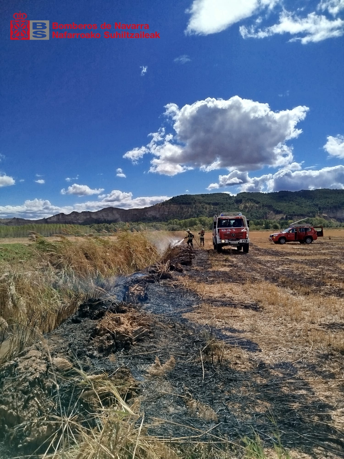 Extinguido un incendio de rastrojo en Mendavia
