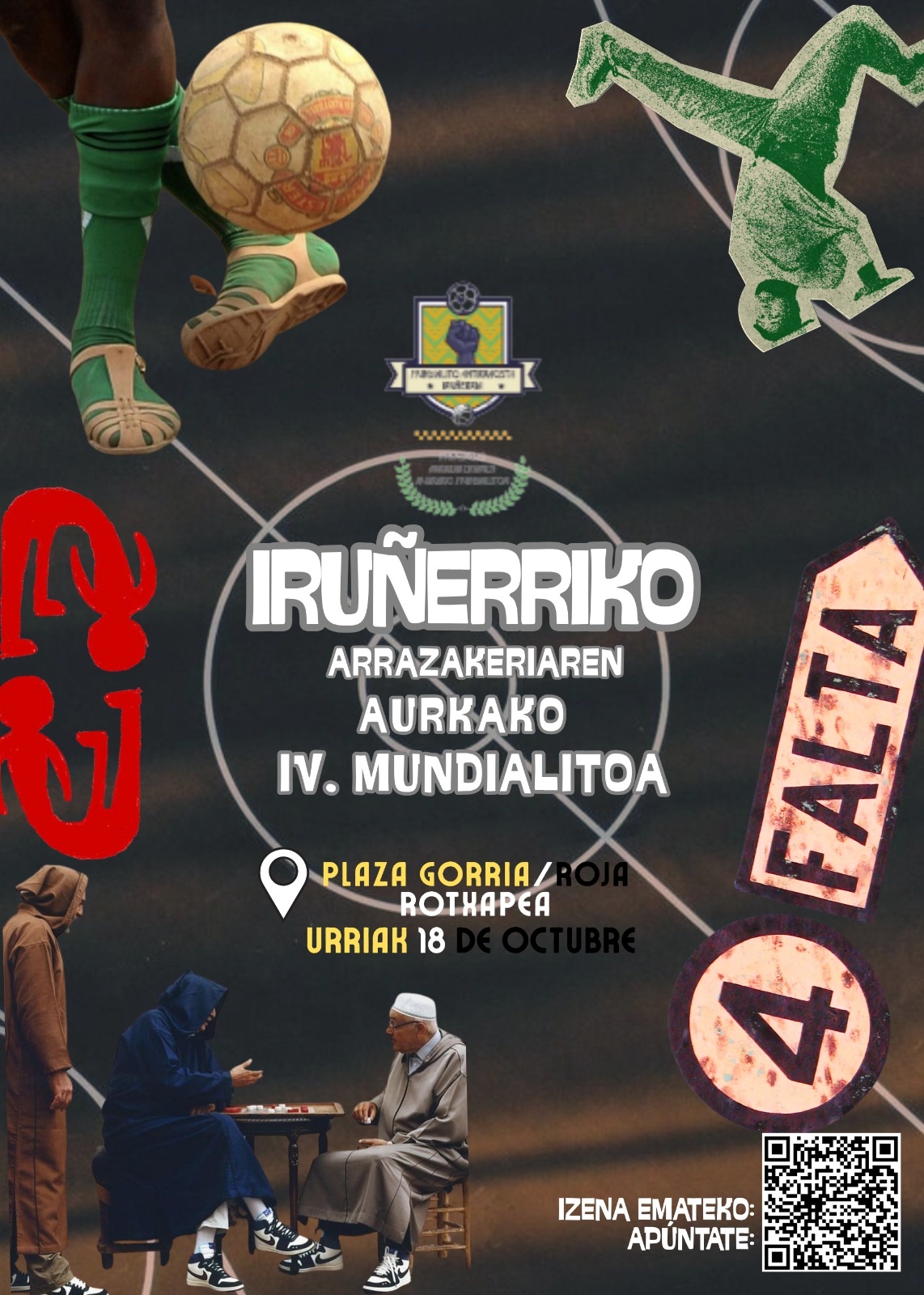 La Plaza Roja de la Rotxapea acogerá el 18 de octubre la cuarta edición del Mundialito Antirracista de Iruñerria