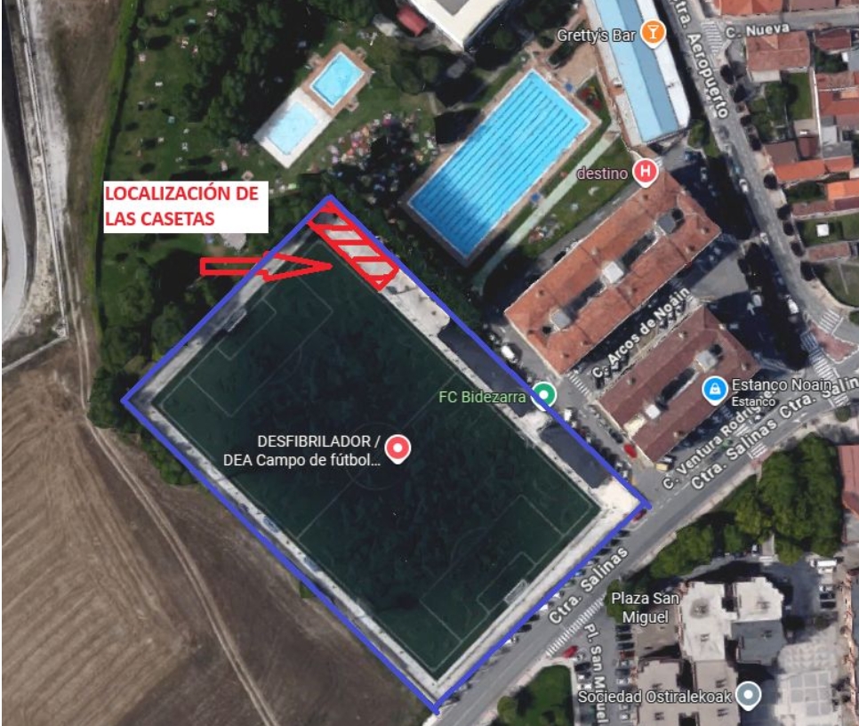 Licitan el contrato para instalar dos casetas de vestuarios para el campo de fútbol Bidezarra de Noáin