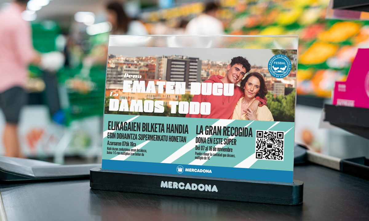 Mercadona suma sus 33 tiendas de Euskadi a la Gran Recogida de Alimentos de FESBAL con donación monetaria