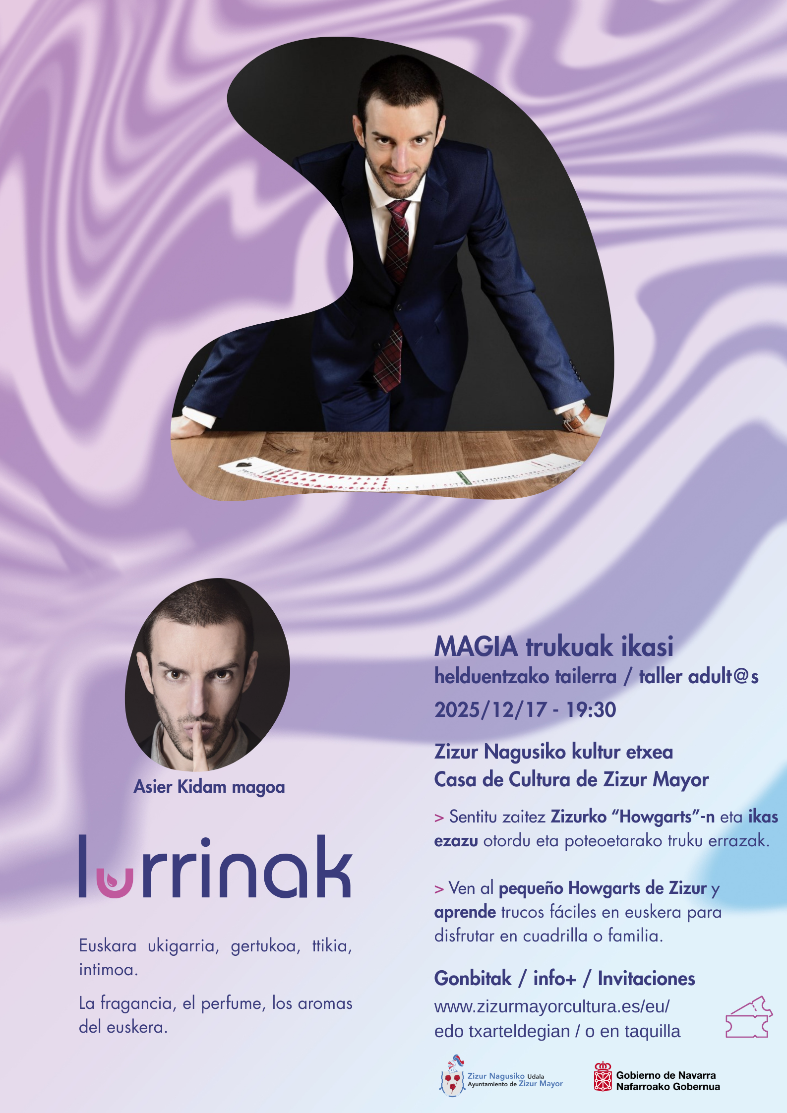 La Casa de Cultura de Zizur Mayor acogerá un taller gratuito de magia para jóvenes y adultos impartido por el mago Asier