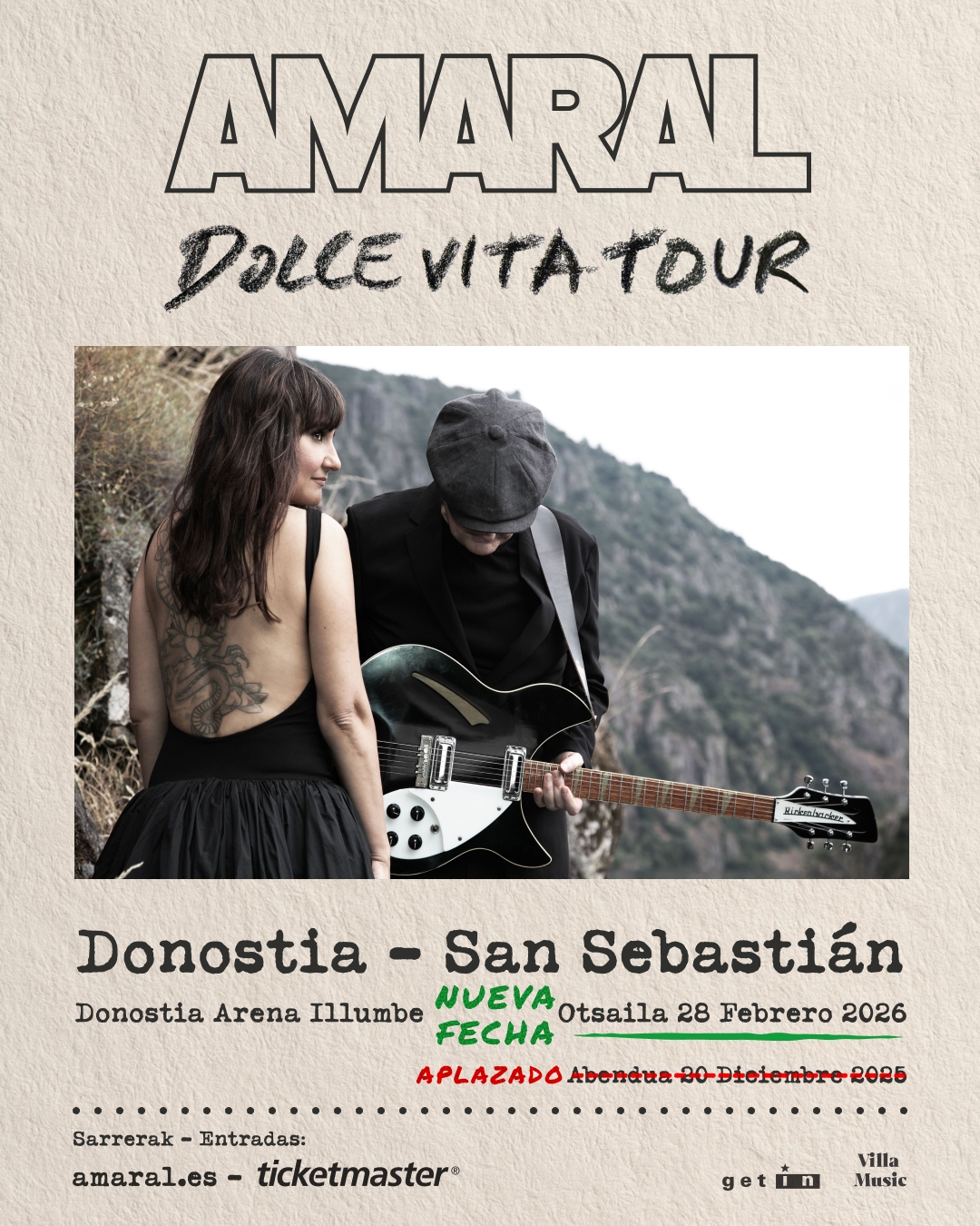 Amaral aplaza a febrero su concierto previsto para este sábado en Donostia