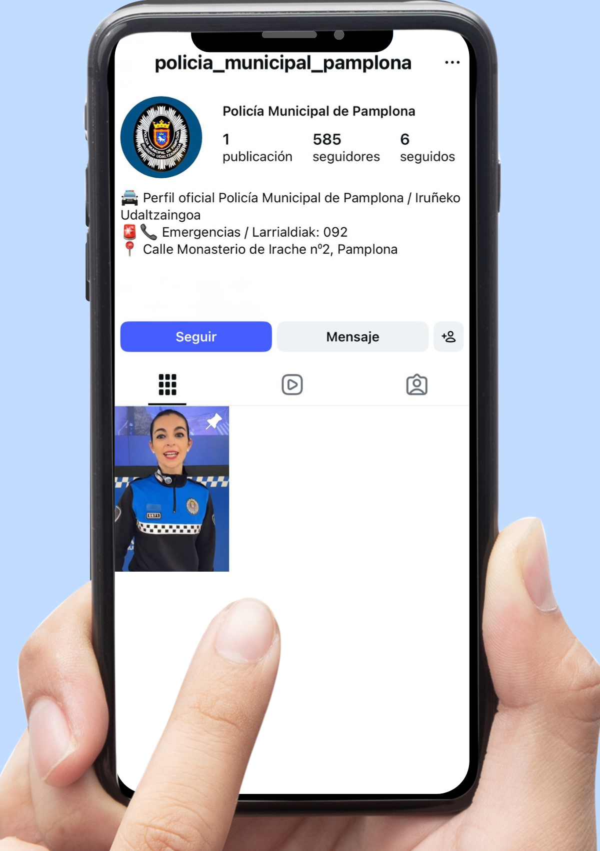La Policía Municipal de Pamplona inaugura su perfil oficial en Instagram