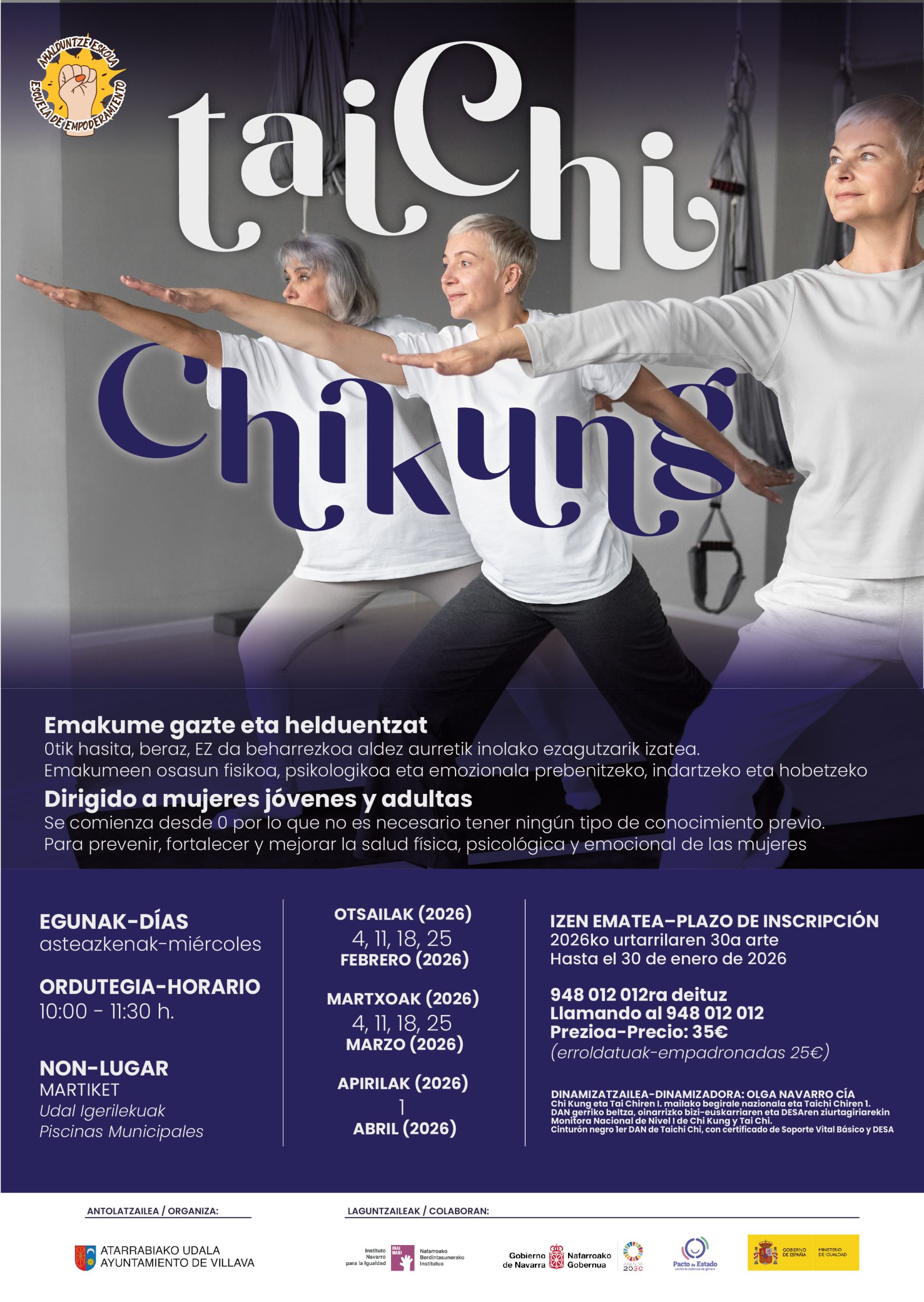 La Escuela de Empoderamiento de Villava abre inscripciones para un curso de taichi y chikung para mujeres
