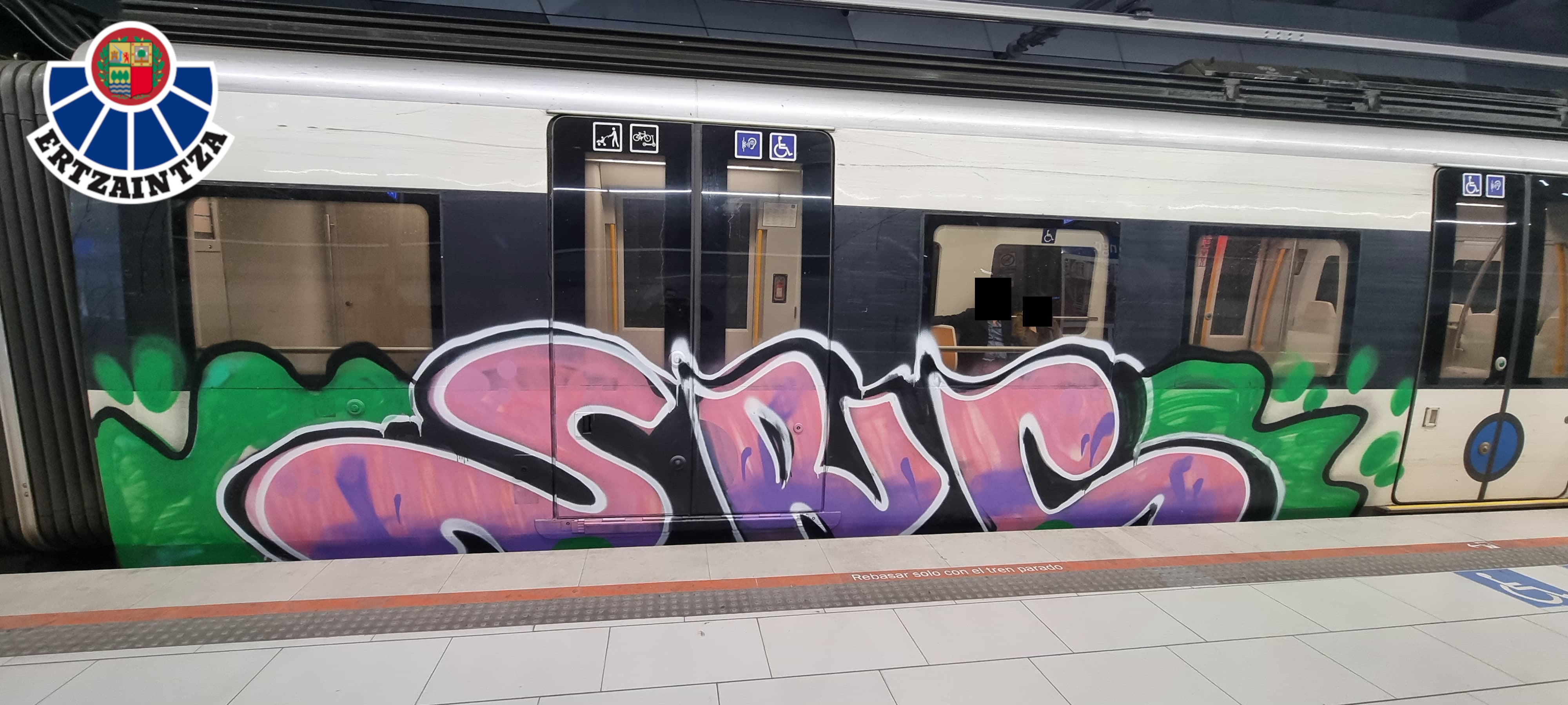 La Ertzaintza detiene en Bedia a cuatro jóvenes por realizar grafitis en un tren tras bloquear la vía