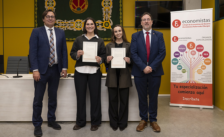 Dos egresadas de la UPNA reciben el VIII Premio del Colegio de Economistas de Navarra