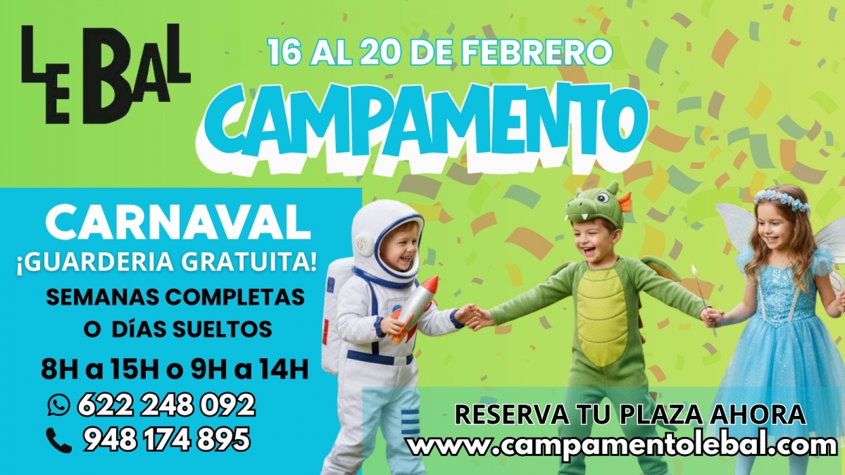 Los campamentos urbanos de Carnaval 2026 de Le Bal regresan a Pamplona, del 16 al 20 de febrero