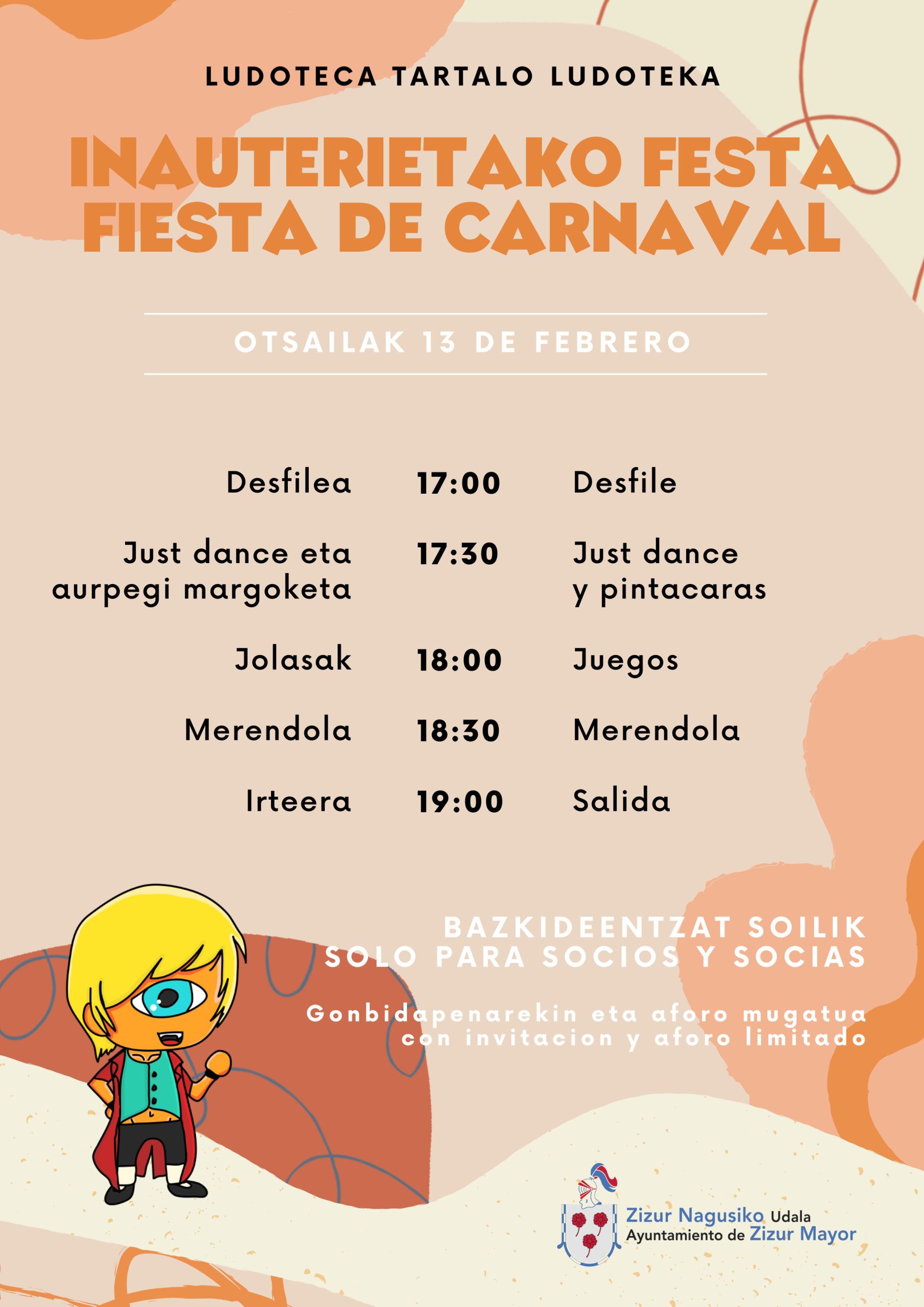 La Ludoteca Tartalo celebra su fiesta de Carnaval el viernes, 13 de febrero