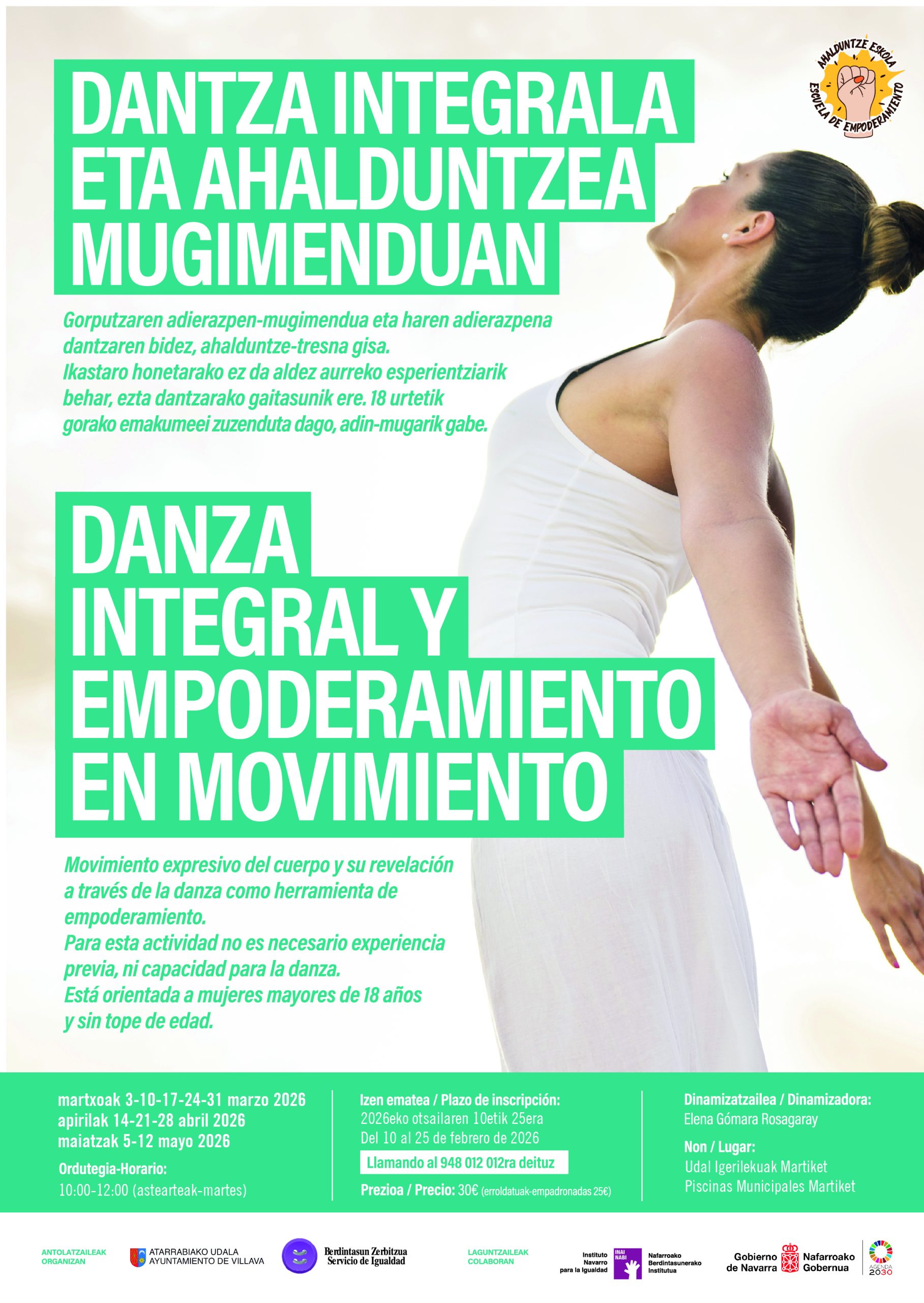 La Escuela de Empoderamiento de Villava lanza un curso de danza y empoderamiento integral para mujeres