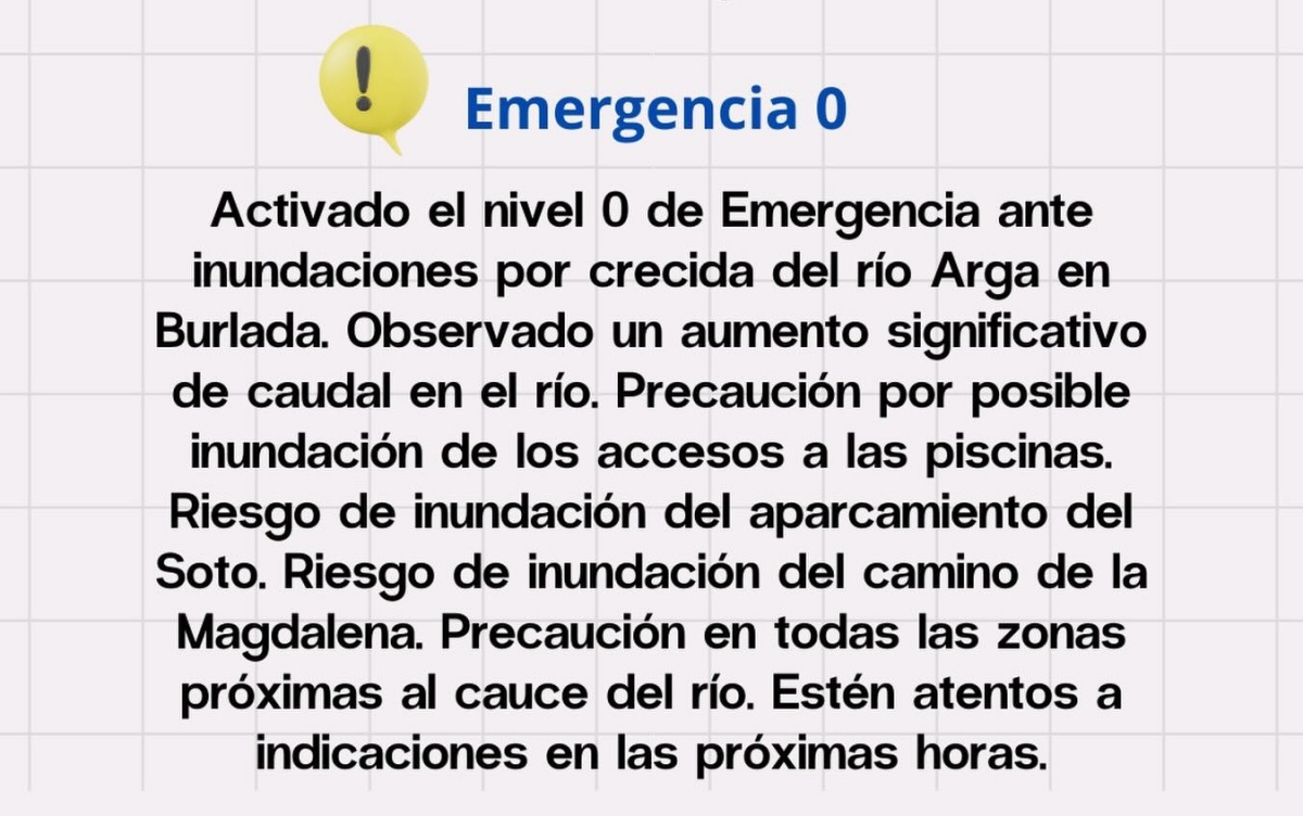 Activado el nivel 0 de emergencia por inundaciones en Burlada ante la crecida del río Arga
