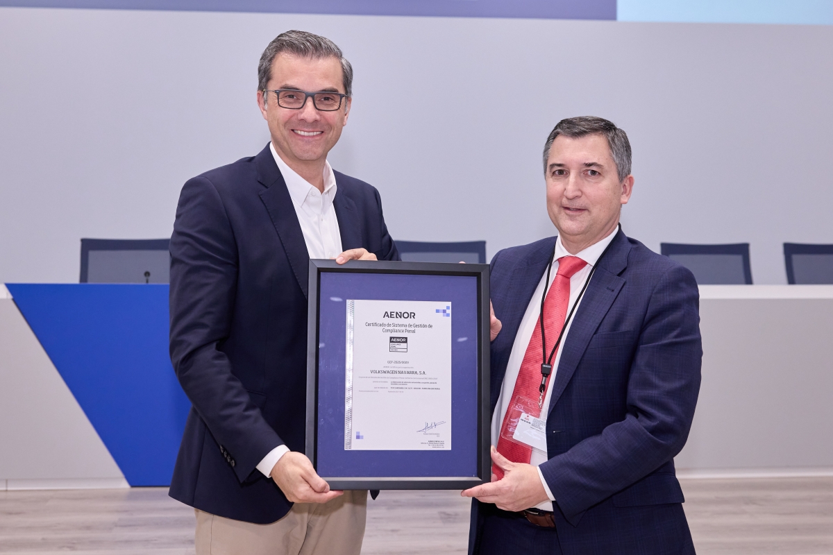 Volkswagen Navarra logra certificaciones de cumplimiento penal y antisoborno otorgadas por AENOR