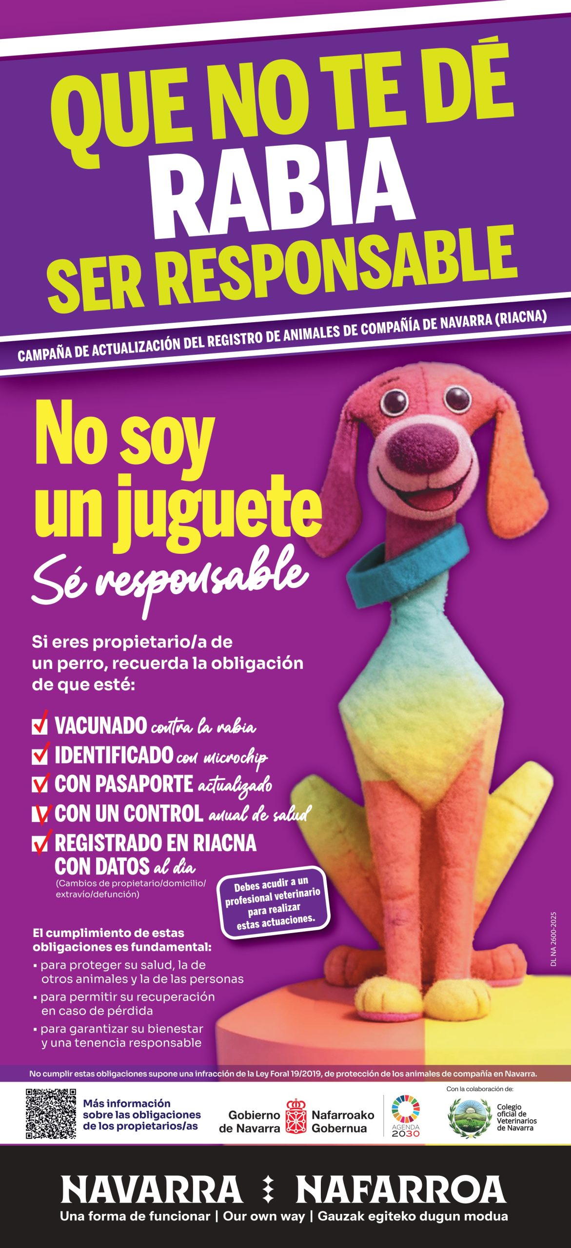 Villava difunde una campaña foral para actualizar el registro de perros y gatos y reforzar la tenencia responsable