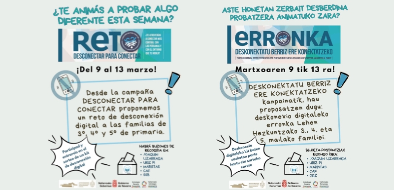 El Ayuntamiento del Valle de Egüés lanza el reto familiar Desconectar para conectar en los colegios de Sarriguren
