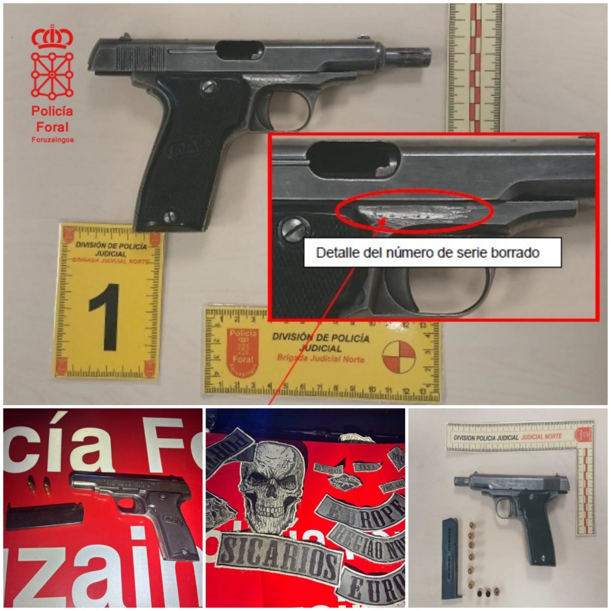 Detenidas en Elizondo cinco personas con una pistola escondida y lista para su uso, escondida en un vehículo 