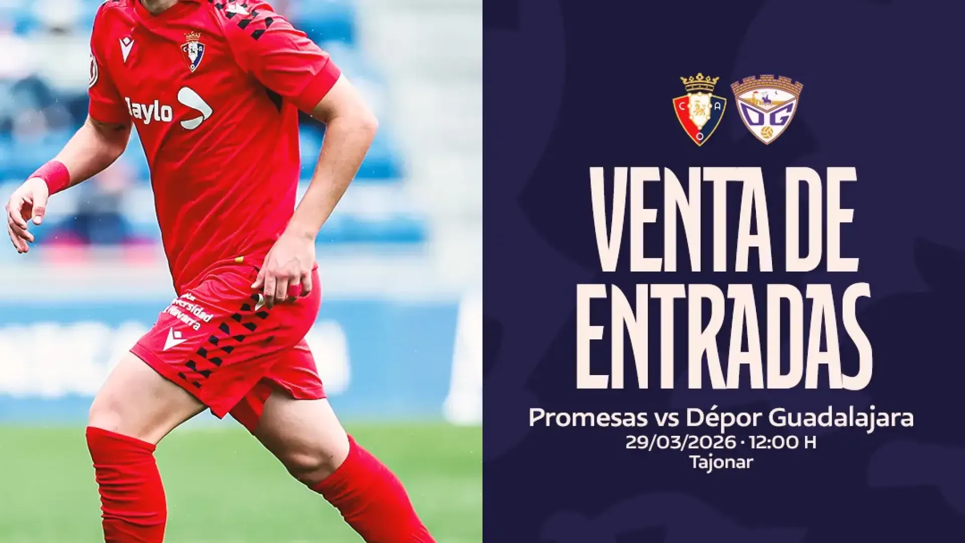 Este miércoles se habilita la reserva de localidades para el encuentro de Osasuna Promesas ante el Club Deportivo Guadalajara