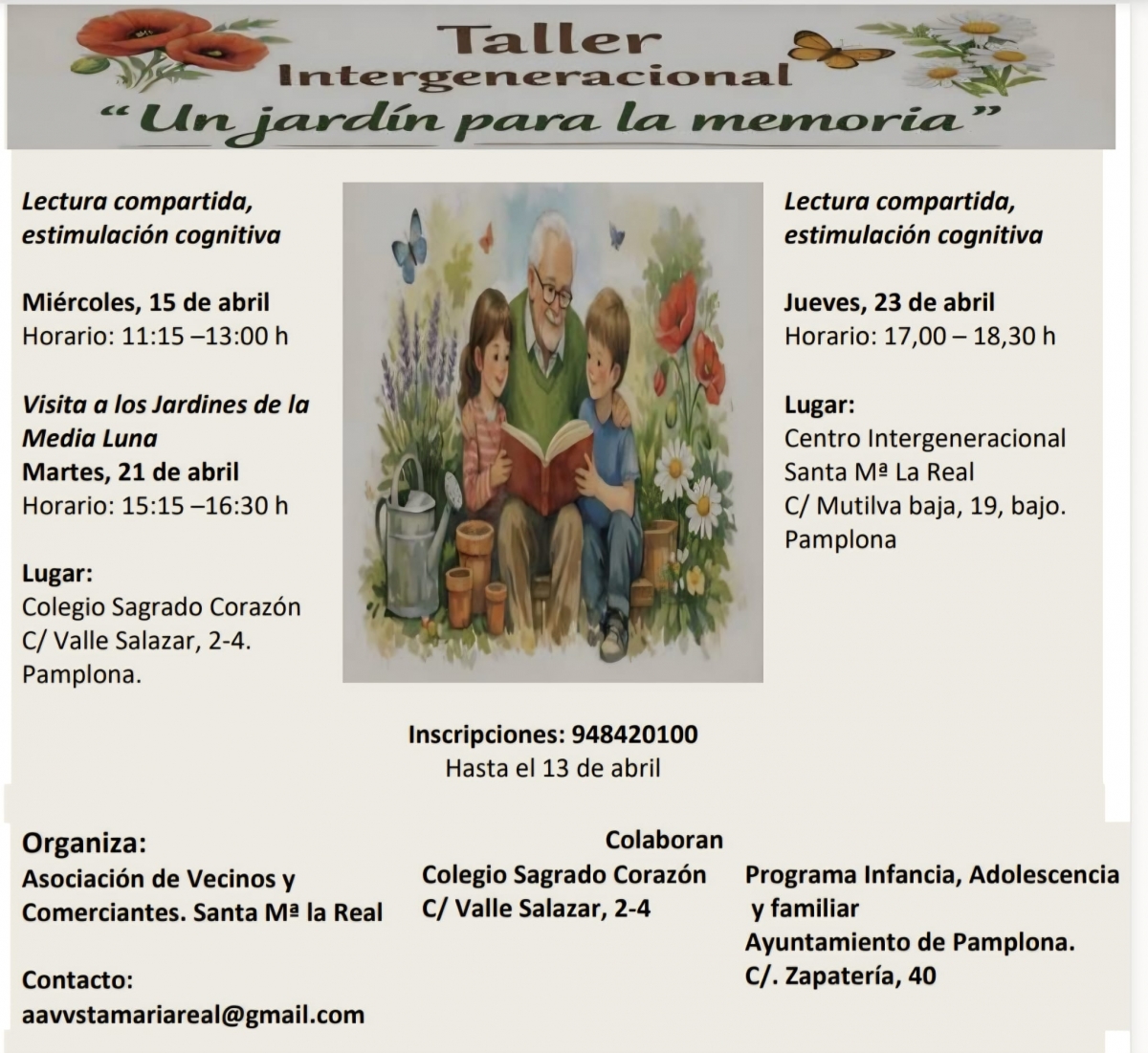 Talleres intergeneracionales en Santa María la Real con tres interesantes sesiones este mes de abril