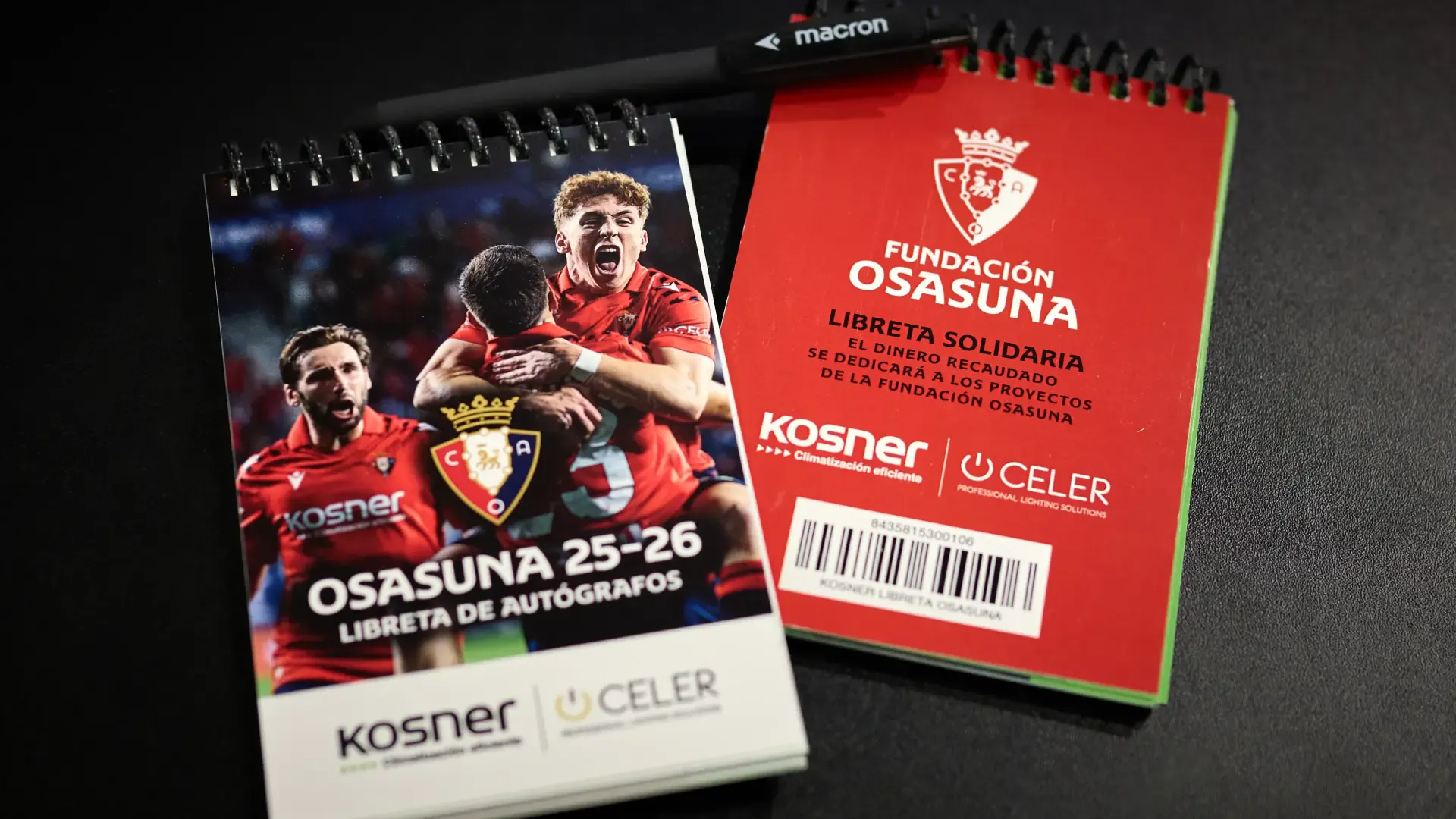 Kosner y Celer lanzan una libreta de autógrafos solidaria para apoyar los proyectos de la Fundación Osasuna