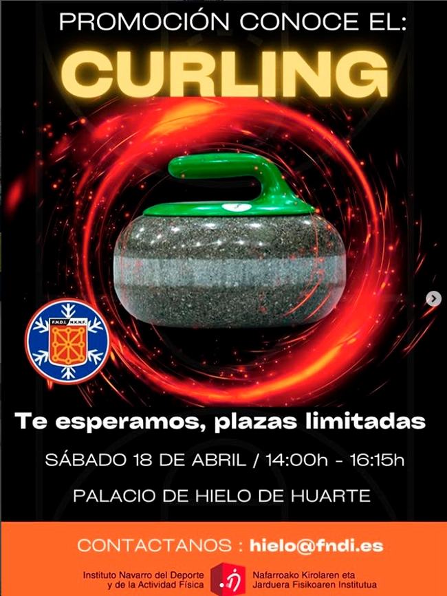 El curling protagoniza una jornada de promoción en el Palacio de Hielo de Huarte este sábado