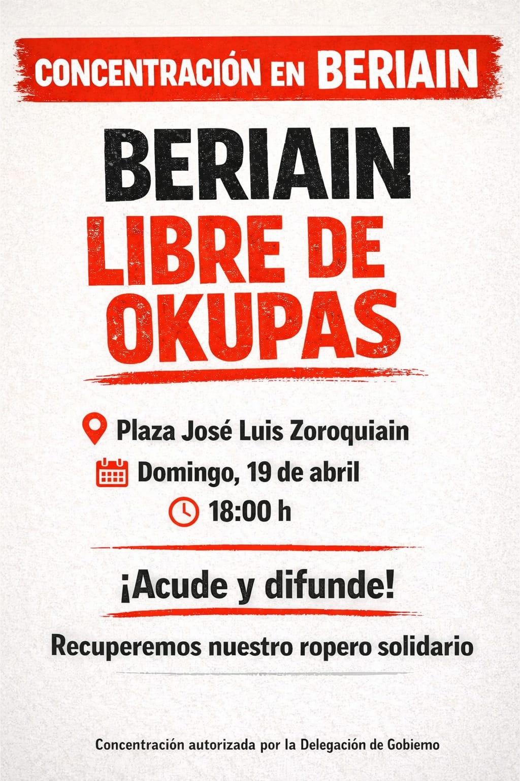 Beriain convoca una concentración vecinal por la ocupación del ropero solidario