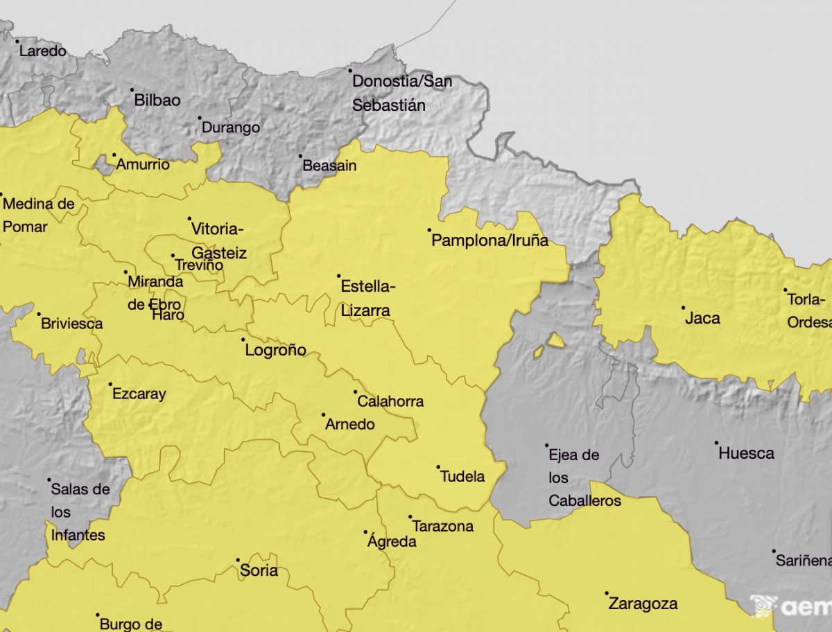 Alerta amarilla este domingo por tormentas en Navarra con riesgo de granizo y rachas muy fuertes