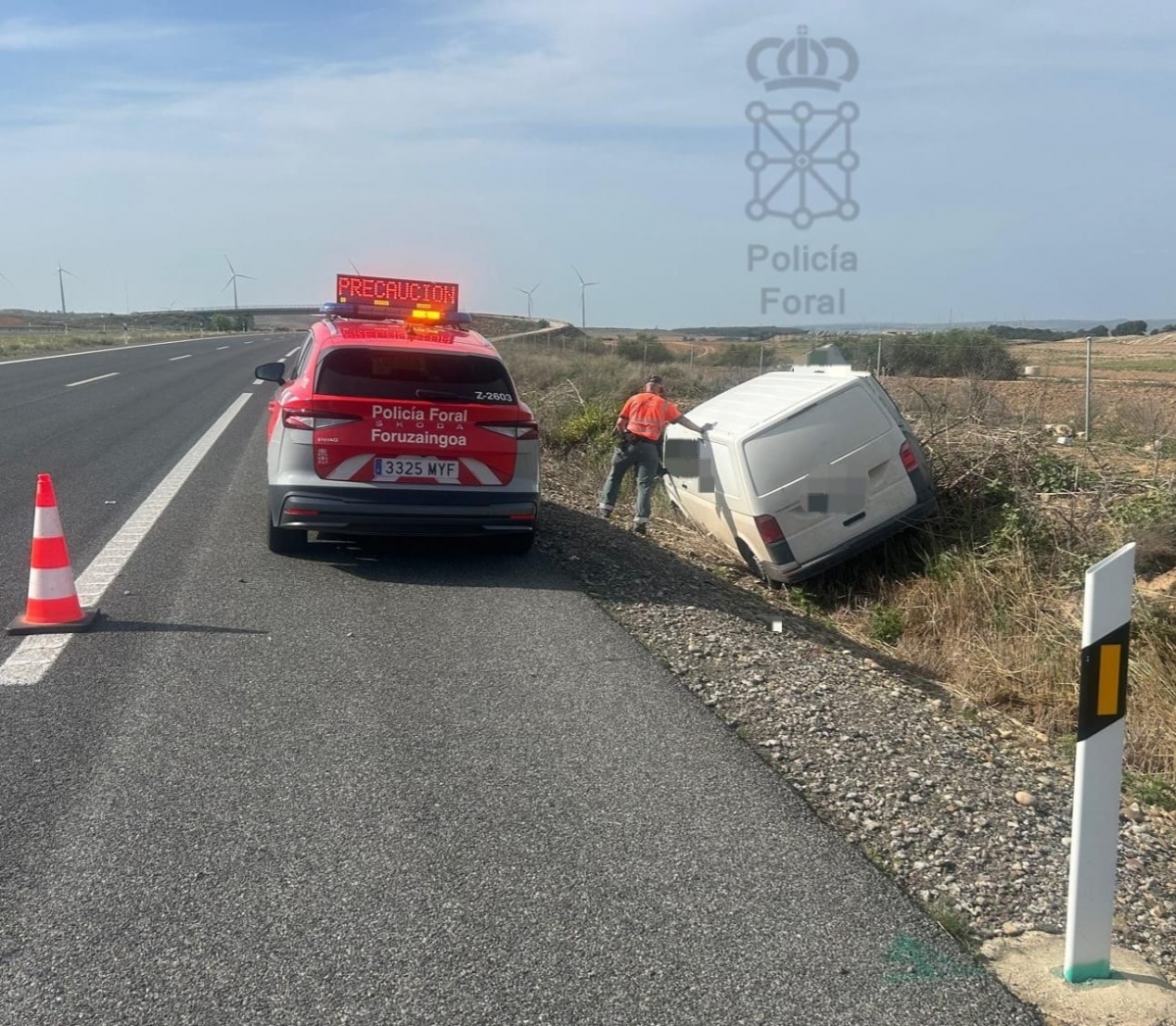 Un conductor se sale de la vía en la AP-68 en Ablitas y da positivo en tres drogas
