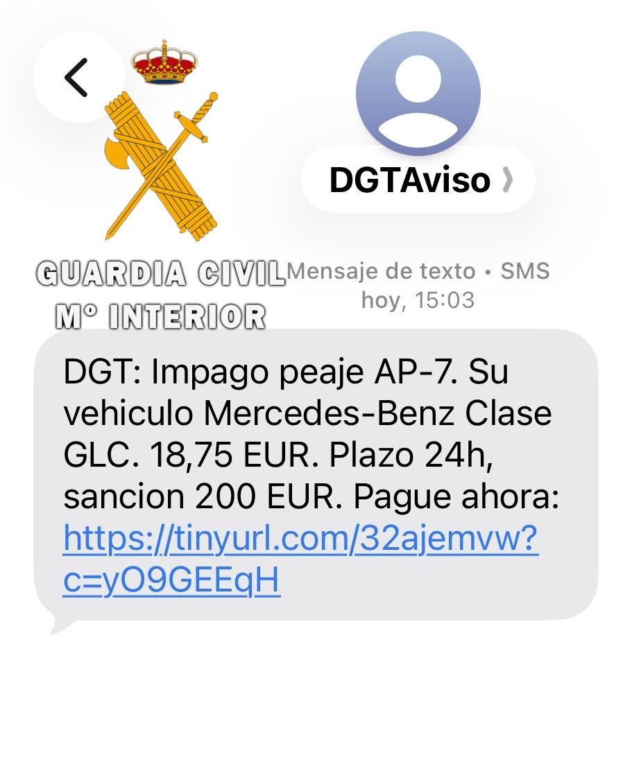 Alertan en Navarra de una estafa por SMS que suplanta a la DGT con un falso impago de peaje 