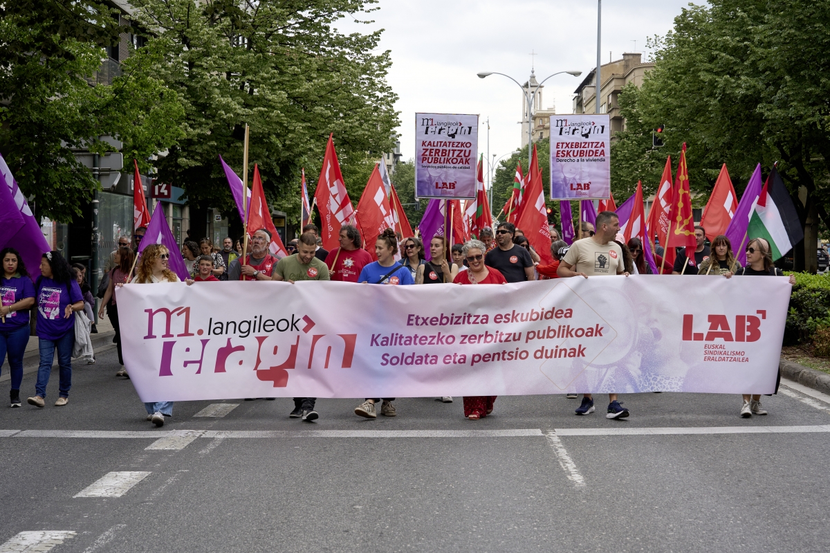LAB moviliza a 2.500 personas en seis localidades navarras y pide negociación del SMI sin exclusiones