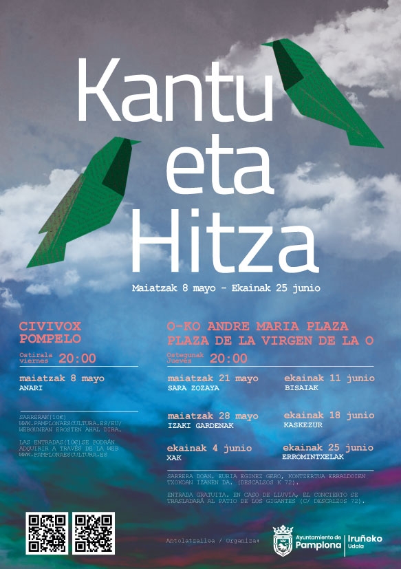 Anari abre este viernes en Civivox Pompelo el ciclo de música en euskera 'Kantu eta Hitza', con entradas a 10 euros
