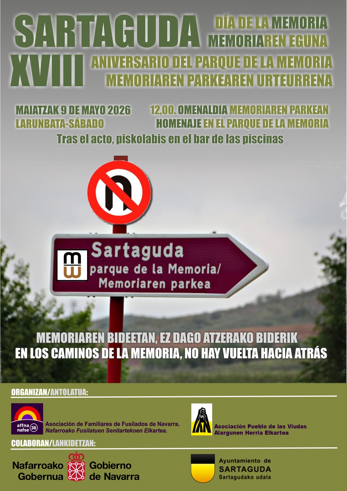 El Parque de la Memoria de Sartaguda celebra su XVIII aniversario este sábado con un acto contra el avance ultra