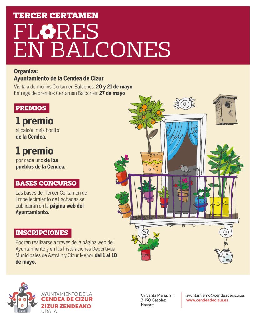 La Cendea de Cizur convoca el III Certamen Flores en Balcones para premiar el embellecimiento de sus fachadas