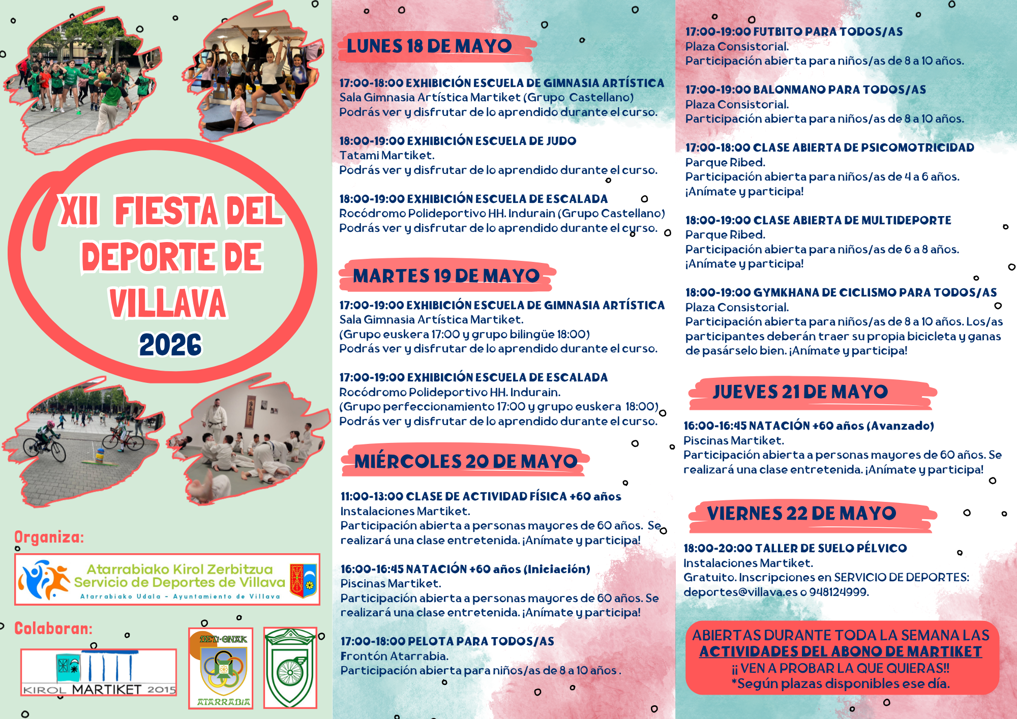 XII Fiesta del Deporte de Villava: cinco días de actividades deportivas abiertas a todo el vecindario
