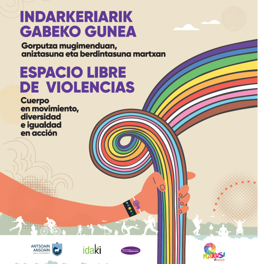 Ansoáin instala una lona permanente contra la discriminación LGTBI+ en las instalaciones deportivas municipales