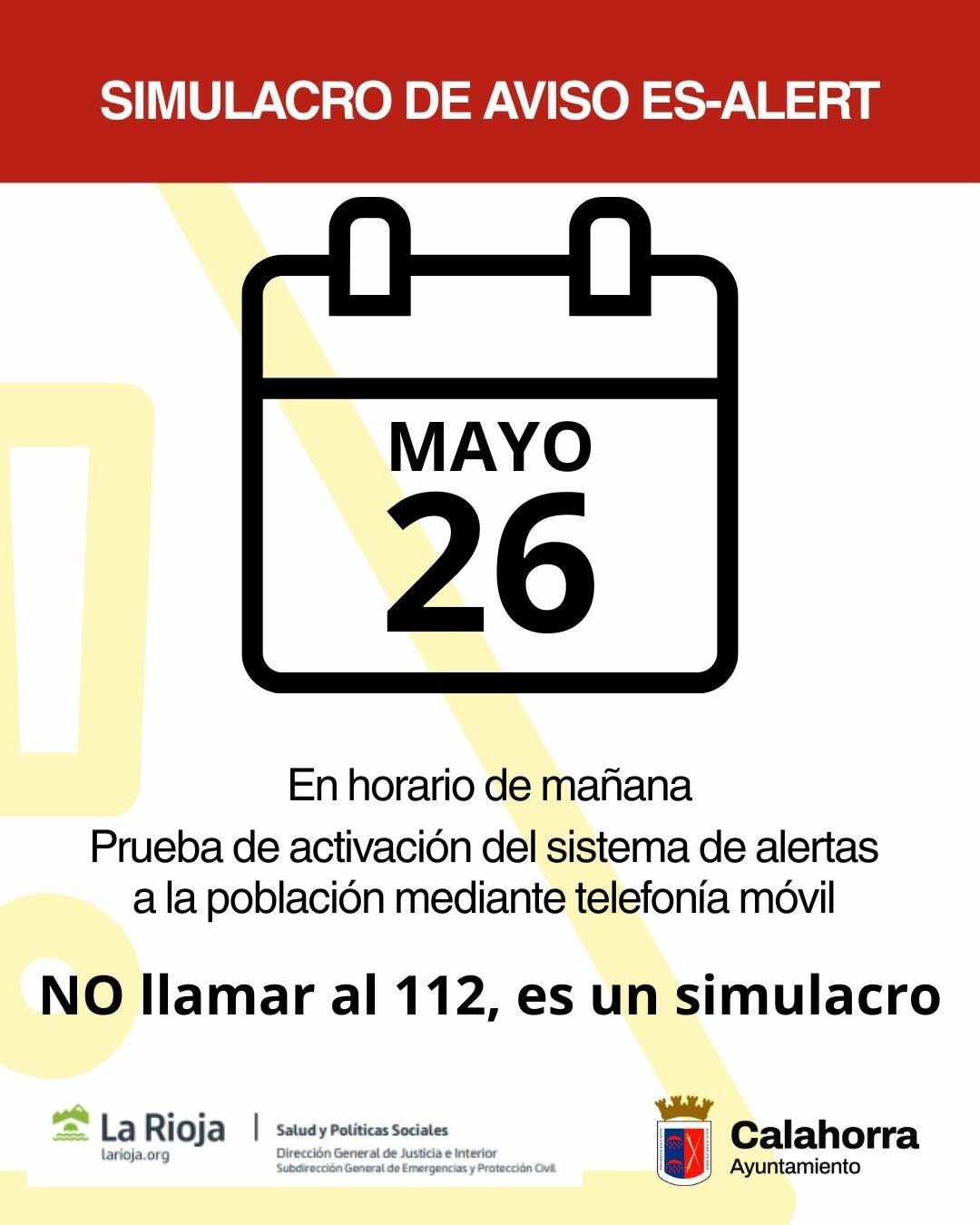 Protección Civil probará el sistema de emergencias ES-Alert con un simulacro de avisos a móviles en Calahorra