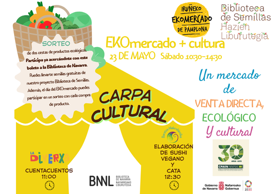 La Biblioteca de Navarra acoge un Ekomercado este sábado, 23 de mayo