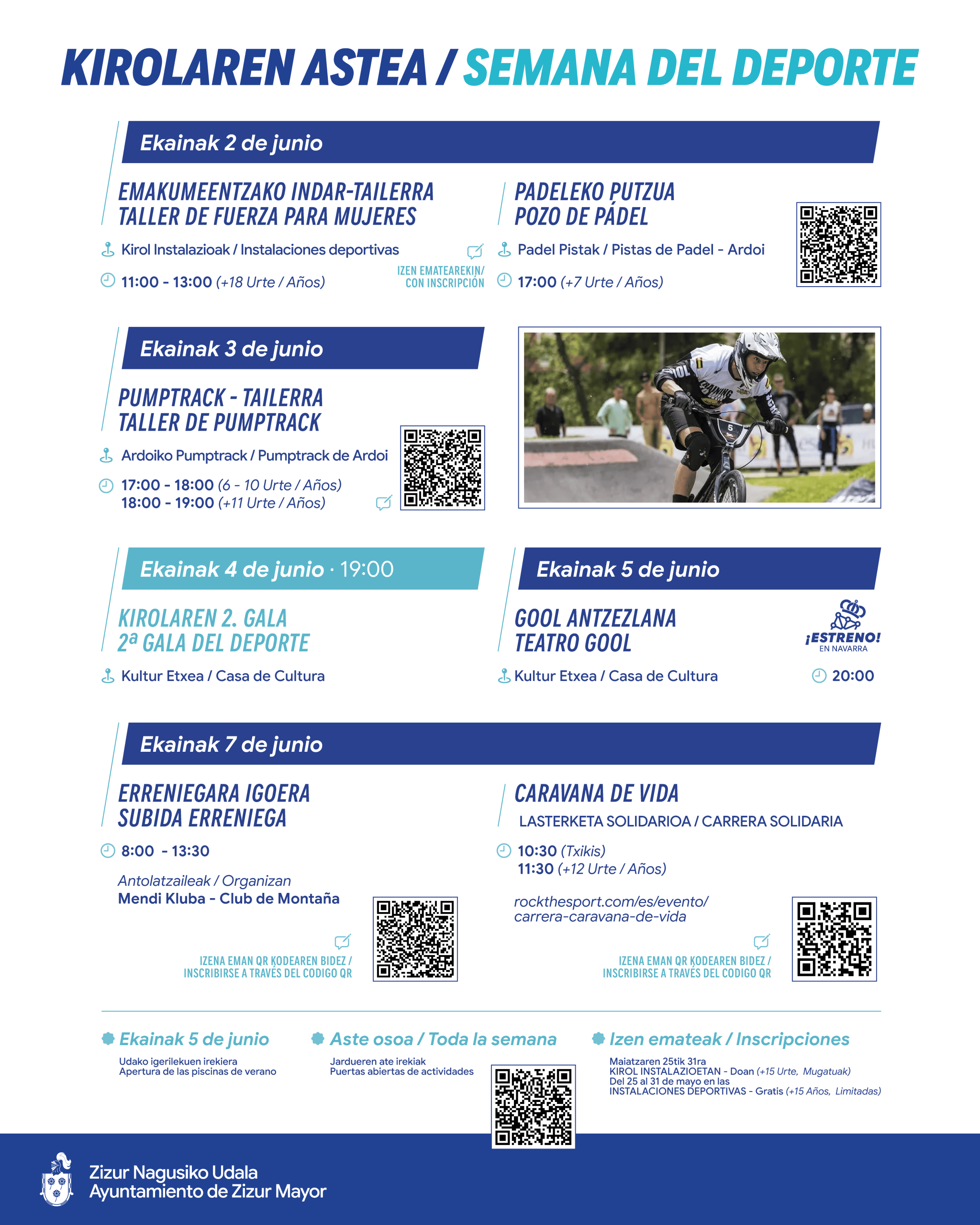 Zizur Mayor saca el deporte a la calle del 2 al 7 de junio con talleres, una gala de premios y carrera solidaria