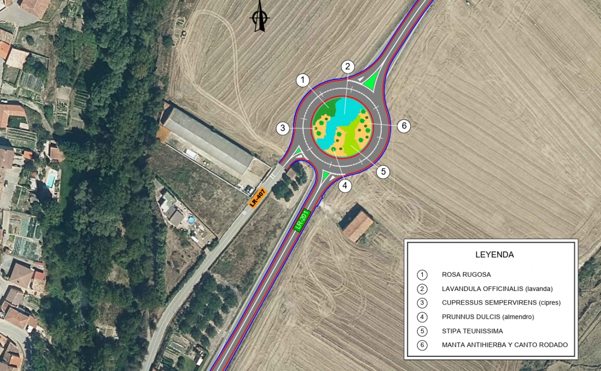 Adjudicadas las obras de una nueva rotonda en Ochánduri para mejorar la seguridad vial en la carretera LR-201