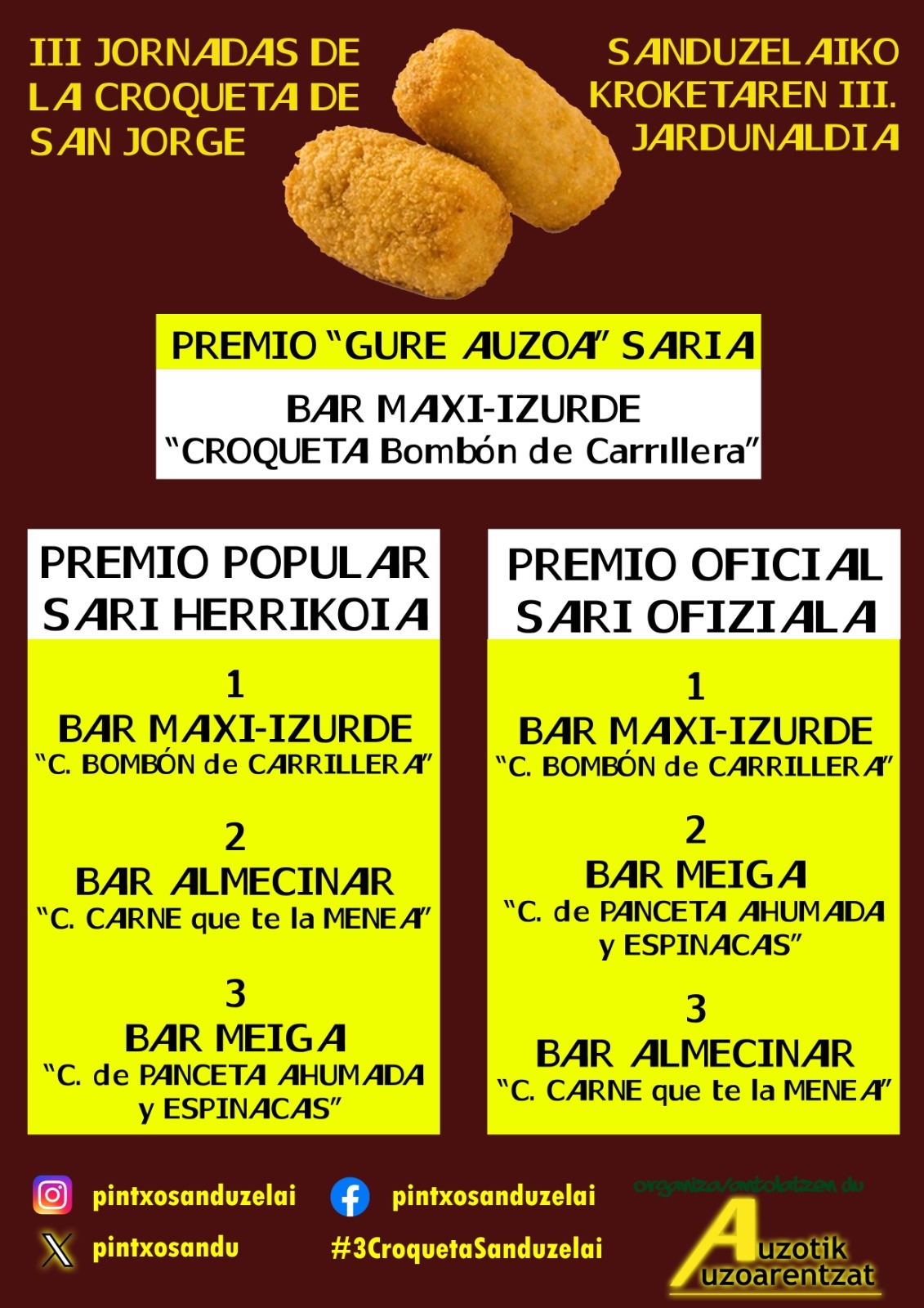 La croqueta que se ha hecho con los principales premios de las III Jornadas de la Croqueta de San Jorge 